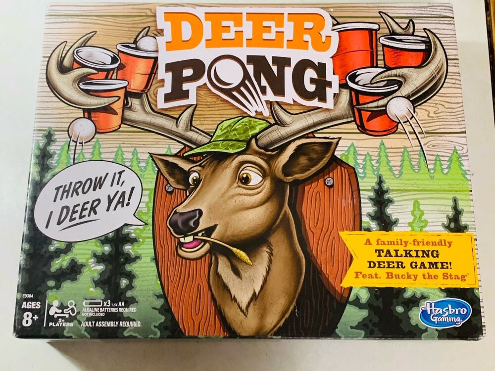 Deer Pong Game Talking Deer Head w Music Family Party Game Ages 8+ Sealed New